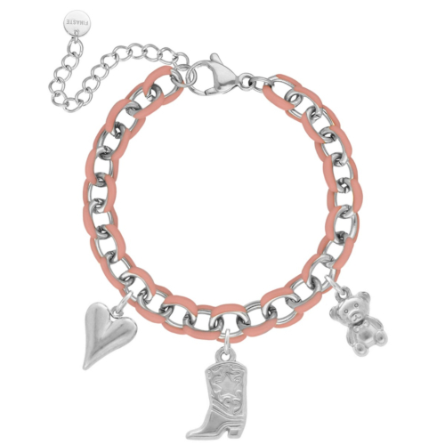 Roze chain armband met bedels in het zilver