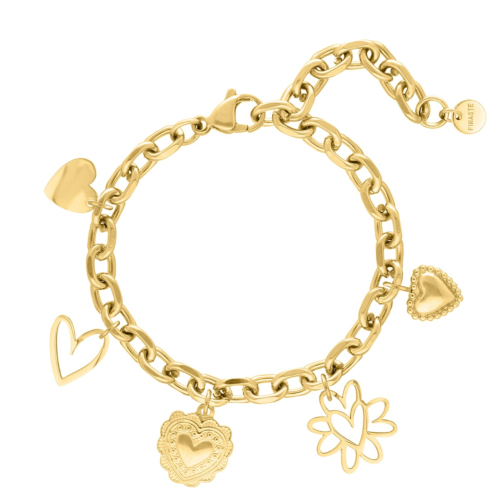 gouden bedelarmband met hartjes