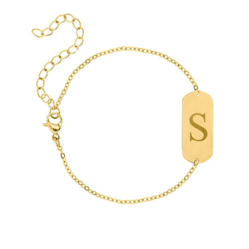 Graveerbare initial armband grote bar gold plated