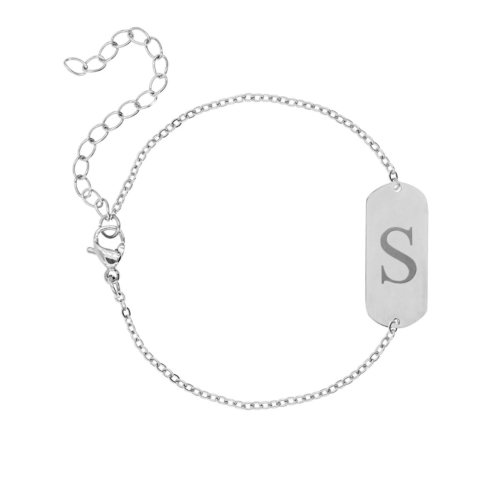 Graveerbare initial armband grote bar