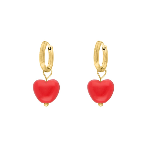 Read heart earrings goudkleurig