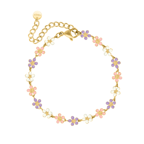 Flower bracelet multicolor goldplated