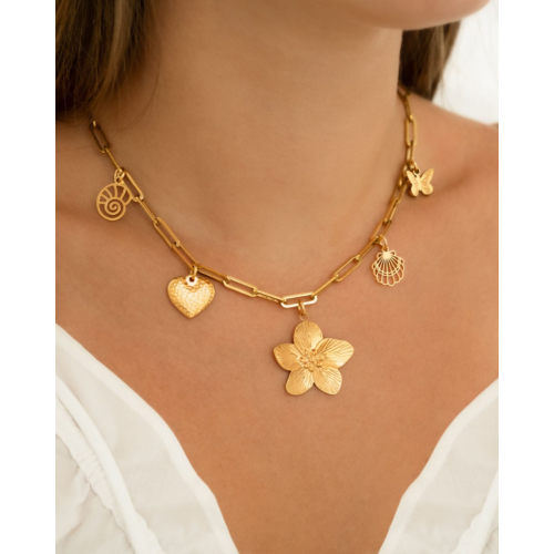 Bedelketting bloem goudkleurig