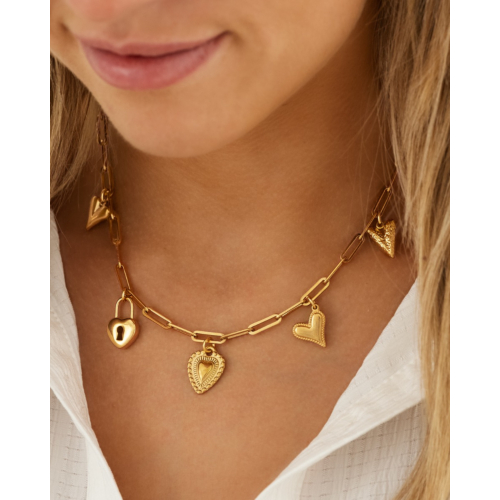 Bedelketting hartjes trend goudkleurig