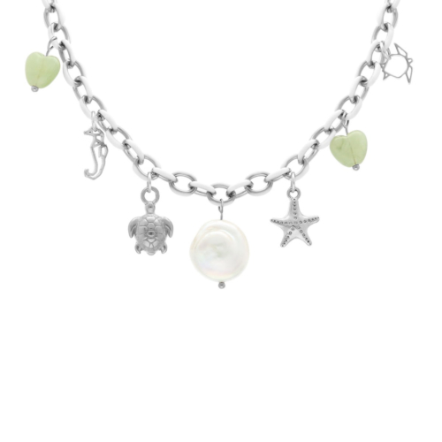 Bedelketting sea life zilverkleurig