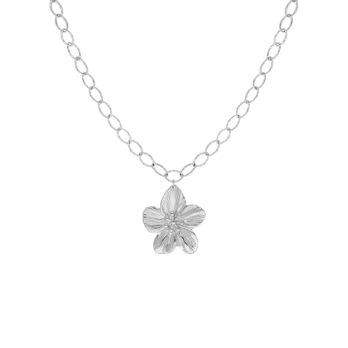 zilveren chain ketting met bloem bedel