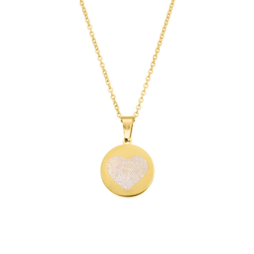 Gouden coin ketting met vingerafdruk