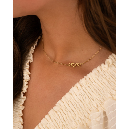 Ketting sideway love hearts goldplated