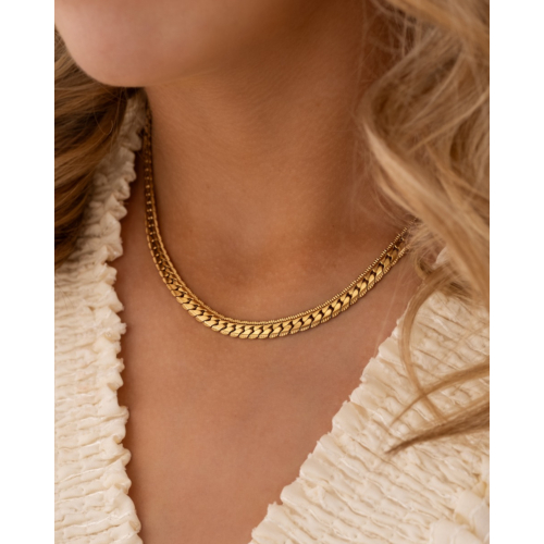 Ketting platte chain vintage goudkleurig