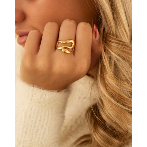 Statement ring organic goudkleurig