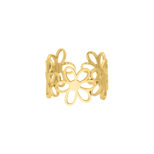 Gouden ring met bloemen