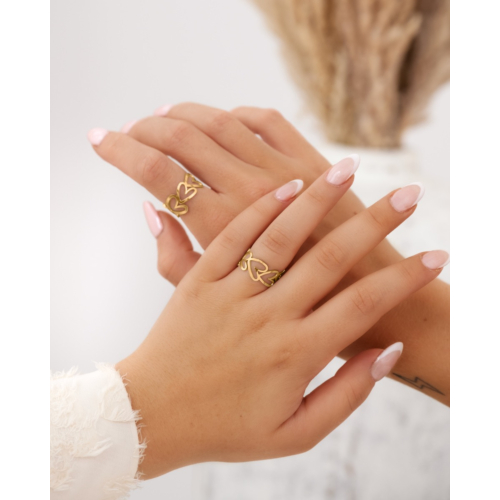 BFF ringen love hearts goudkleurig