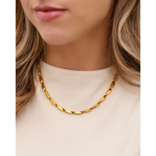 Geometric chain ketting goudkleurig 