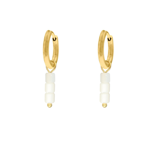 Little white stone earrings goudkleurig