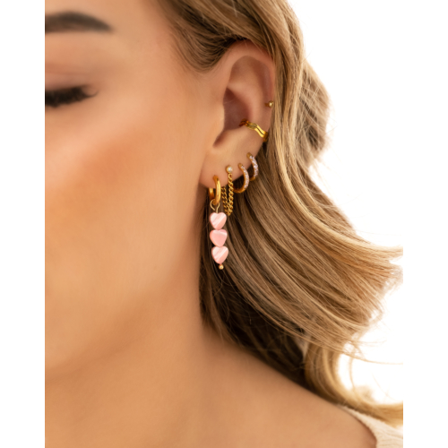 Pink heart earrings goldplated