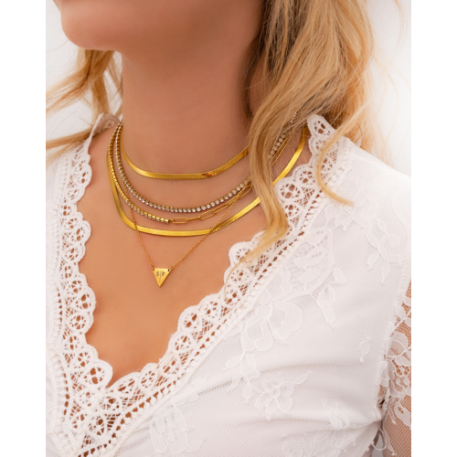 Tennis necklace goud kleurig