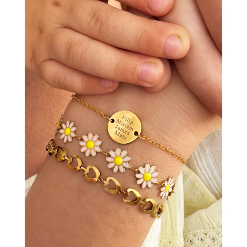 Familie naam armband goud kleurig