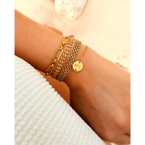 Platte armband mesh goud kleurig