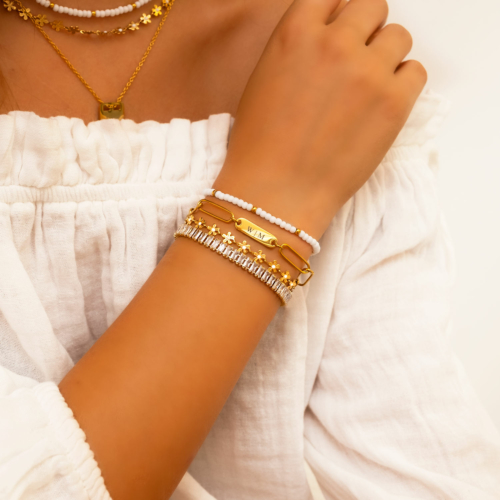 Naam armband chunky chain goudkleurig