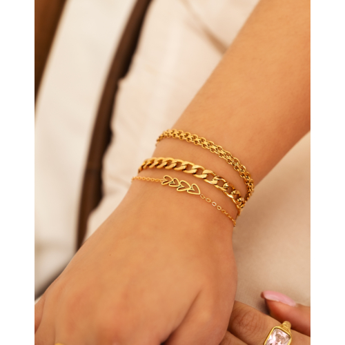 Armband love hearts goldplated