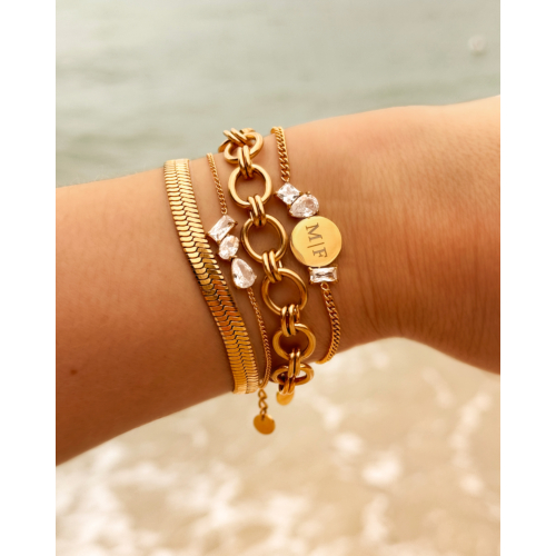 Triple gem bracelet goldplated