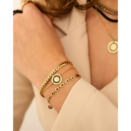 Armband musthave coin zwart goud kleurig