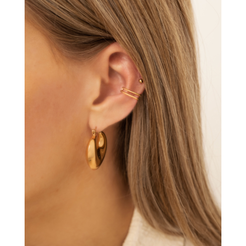 Gevlochten ear cuff dubbel goudkleurig