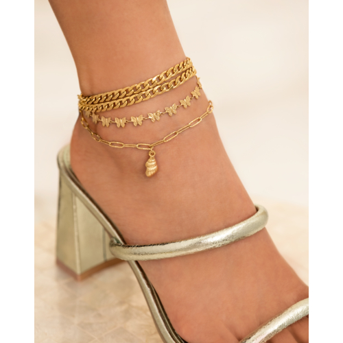 Chain anklet cute shell goldplated