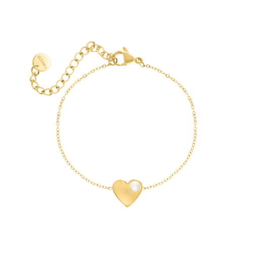 Heart &amp; pearl bracelet goldplated