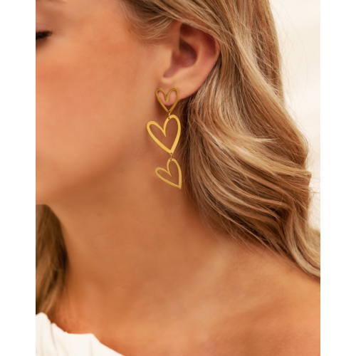 Triple open heart earrings goldplated