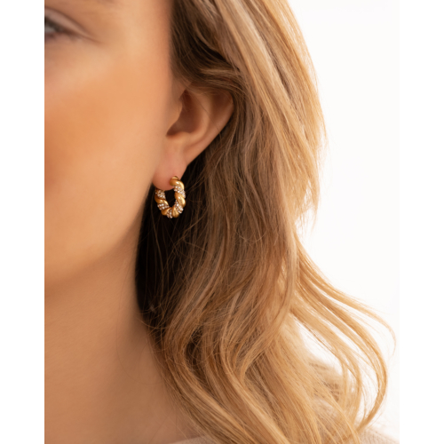 Braided stone hoops goldplated