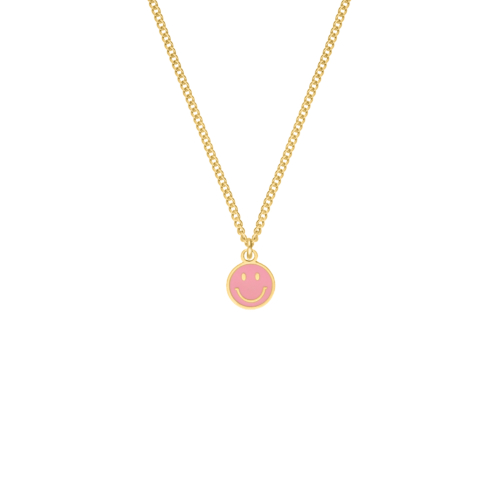 Smiley necklace pink goldplated 