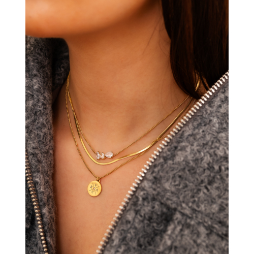 Triple gem necklace goldplated