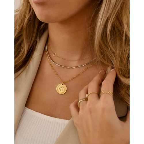 Coin necklace 4 initials goldplated