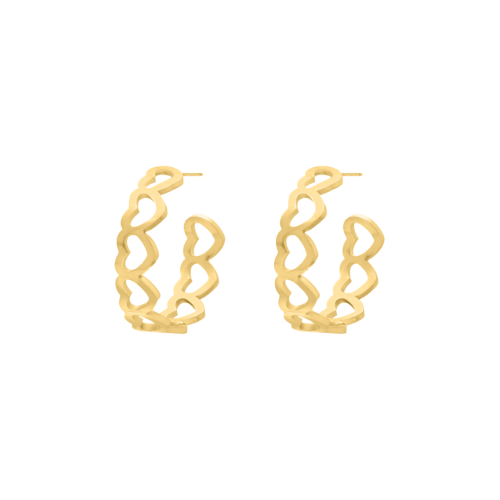 Hoop earrings lovely hearts goldplated