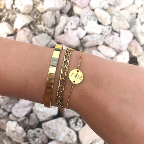 Twee Initialen armband Goud Kleurig