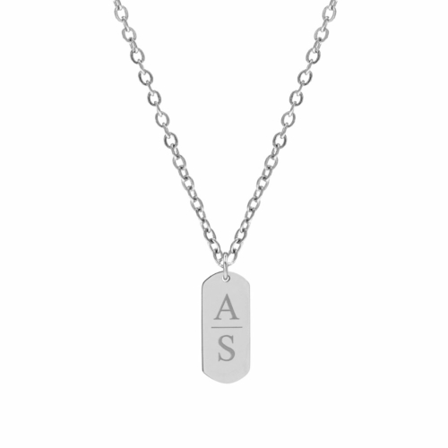 Graveerbare Bar Ketting 2 Letters 