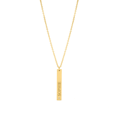 Graveerbare ketting shiny bar goudkleurig