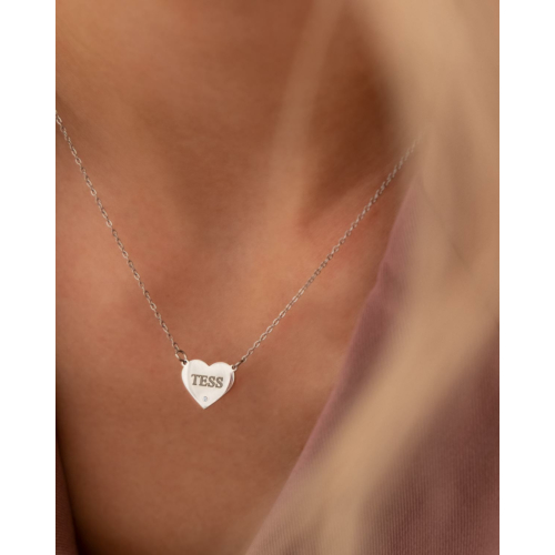 Graveerbare heart ketting met steentje