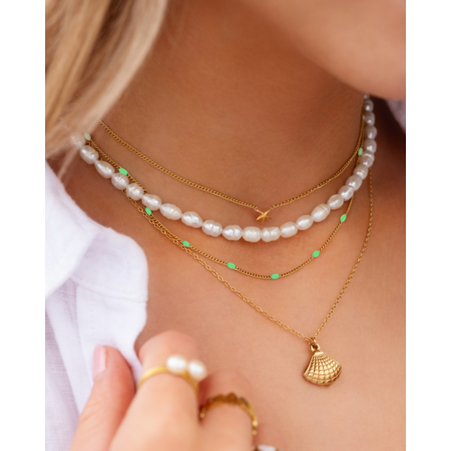 Ketting Met Bolletjes groen Goudkleurig