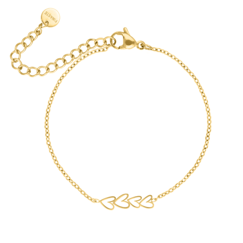 Armband love hearts goldplated