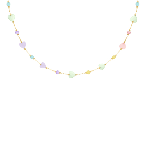 Ketting met hartjes summer mix goudkleurig