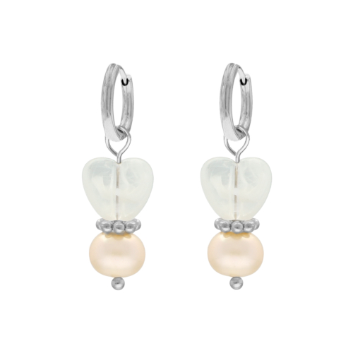 Oorbellen heart &amp; pearl peach