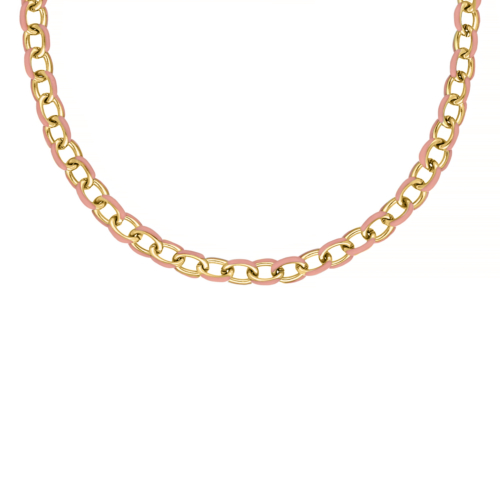 Pink chain necklace goudkleurig