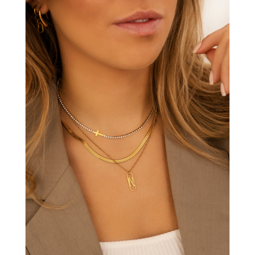 Cross & Tennis necklace goldplated