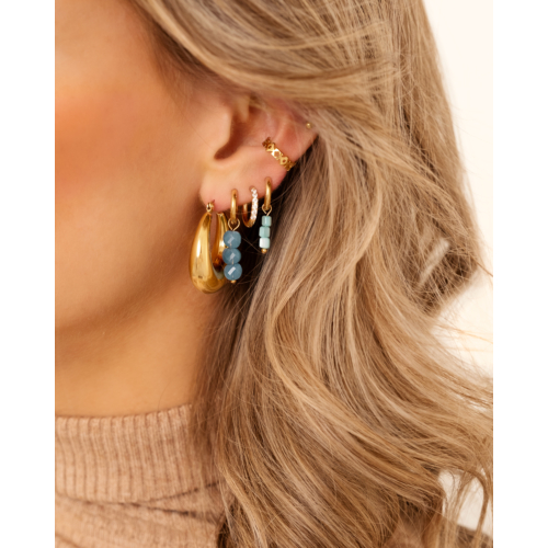 Earrings lightblue beads goldplated 