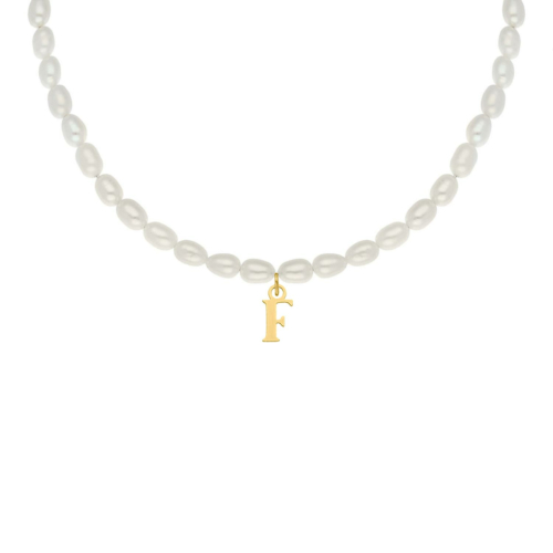 Pearl initial ketting goudkleurig