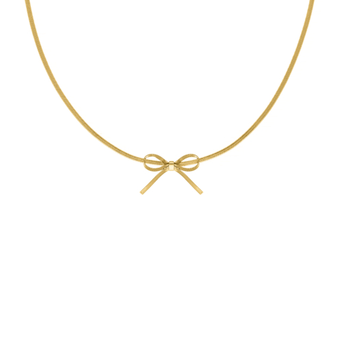 Trendy bow necklace goudkleurig