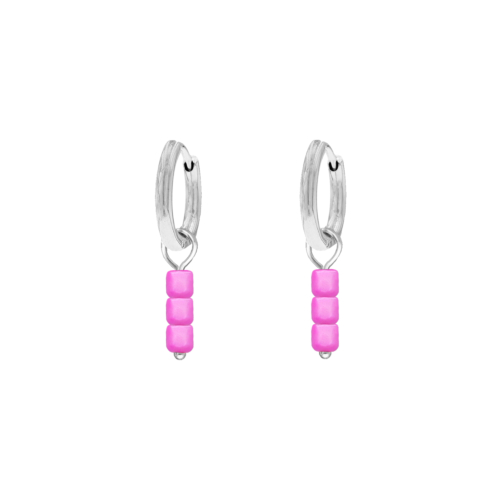 Earrings neon pink stones