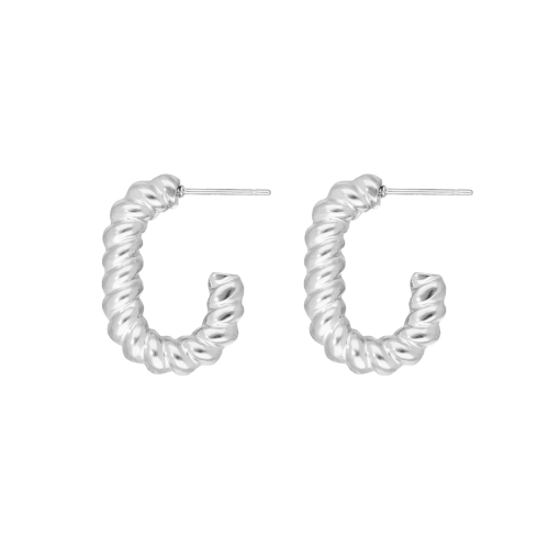 Oval hoops twisted zilver